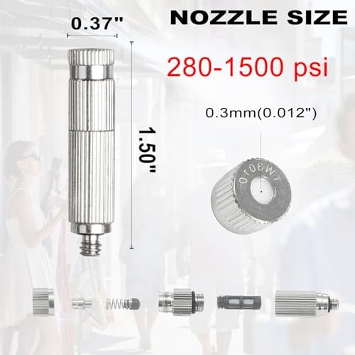 High-Performance Brass Patio Misting Kit – 11 Brass Anti-Drip Micro-Nozzles & 16 1/4″ Slip Connectors for High-Pressure Outdoor Cooling Misting (UNC 10/24, 0.012″ Precision Orifice, 280-1500 psi) - Image 3
