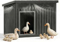 Large Chicken Coop with Hydraulic Air Rod, Resin Duck Coop with Elevated Floor and Air Vents, Backyard Poultry Pet Shelter with Weatherproof Openable Roof, for Chicken, Ducks, Rabbits, Black by KFY