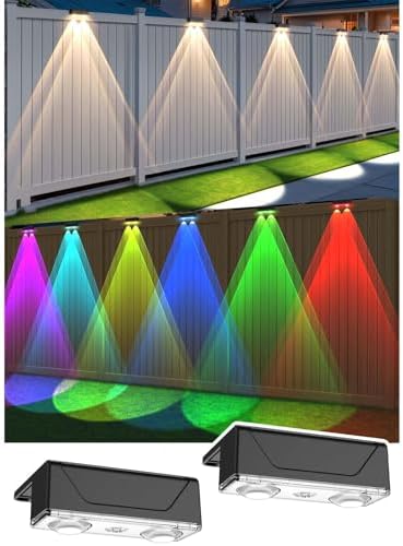 Solar Fence Lights Outdoor, 2 Pack Black Fence Lights Solar Powered by Unknown