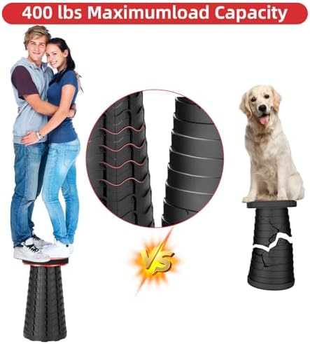 Qiguet Collapsible Folding Chair - Upgraded Portable Chair with 400lbs Load Capacity, Perfect for Camping, Fishing, Hiking - Folding Stool with Carrying Straps, Gift for Fisherman (Red) - Image 4
