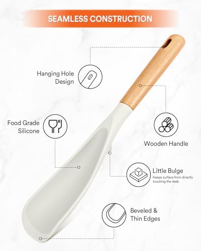 Badiano Silicone Cooking Spoon for Nonstick Cookwares, Multi-function,11.4" - Image 3