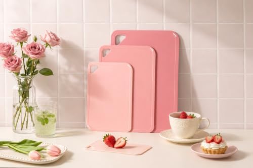 THETCHRY Plastic Cutting Board, Extra Large Pink Cutting Board for Kitchen - Image 3