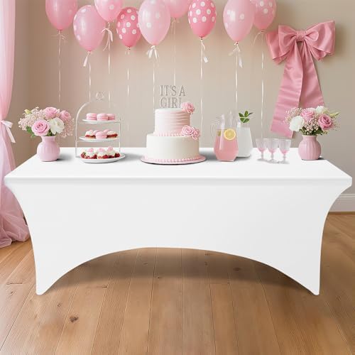 Smiry 2 Pack Spandex Table Cloth 36x36in, Elastic Fitted White Tablecloth - Image 6