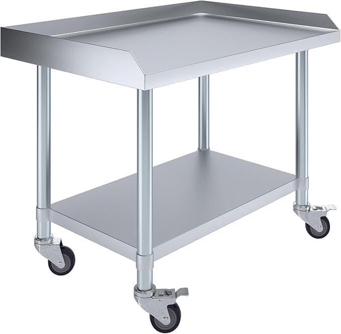 36" x 24" Stainless Steel Equipment Stand with Undershelf and Casters NSF by ExpressKitchQuip