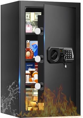 5.2 Cuft Large Safes for Home Use Water and Fireproof, Digital Security Fire Safe Box with Programmable Keypad, Key Lock & Removable Shelves, Anti-Theft Document Safe for Money, Medicine and Valuables by Unknown