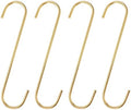 HARFINGTON 4pcs Long S Hooks 8 Inch Extra Long Metal S-Shaped Hanging Hooks High Manganese Steel S Hanger Storage Organizing Tool for Kitchen Garden Bathroom Garage Closet, Gold Tone by HARFINGTON