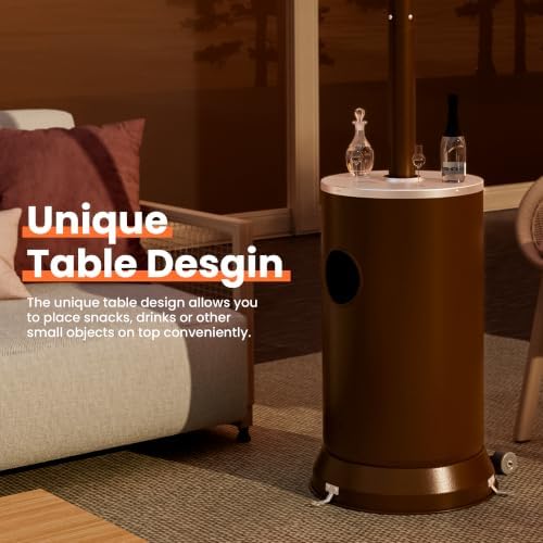 Pamapic Outdoor Propane Patio Heater, 2-in-1 Table Design, Double-Layer Stainless Steel Burner, with Heavy-Duty Waterproof Cover, Residential Use，Brown - Image 4