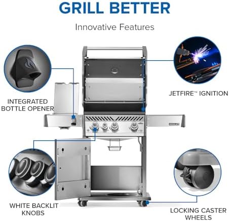 Napoleon Rogue PRO 425 3-Burner Natural Gas Grill with Infrared Side Burner - Image 4