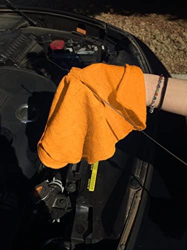 Avalon Towels Cotton Shop Rags – (Pack of 50) Size 12x14 Inches Cleaning Rags – Absorbent Shop Towels and Multipurpose Cleaning Towels for Automobiles, Industries, Garage and Homes (Orange) - Image 3