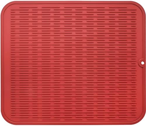 MicoYang Silicone Dish Drying Mat for Multiple Usage,Easy clean,Eco-friendly,Heat-resistant Silicone Mat for Kitchen Counter or Sink,Refrigerator or Drawer Liner Red 2XL 24 inches x 18 inches by MicoYang