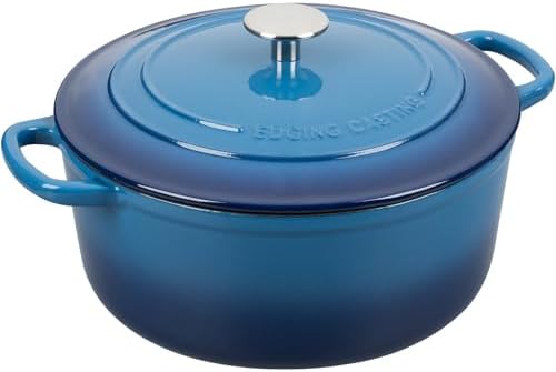EDGING CASTING Enameled Cast Iron Dutch Oven Pot With Lid for Cooking, Bread Baking, Bread Oven, 5.5 Quart, Lake Blue - Image 4