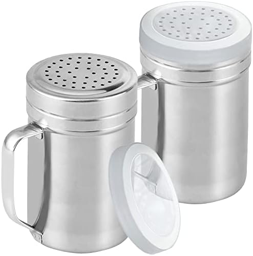 CUSINIUM Large Metal Salt Pepper Cooking Dredge Shakers - With Handle - Seasonings Spice Shakers With Holes and Lids - 14 Ounce, 2pcs | Style: Medium by CUSINIUMKitchenware