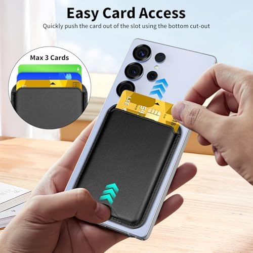Magnetic Wallet for Samsung Galaxy S26 S25 S24 Series, Fold 8 Ultra with Magsafe Case, for iPhone 18-12 Series, RFID Blocking Leather Magnetic Card Holder | Holds 3 Cards | Black - Image 3