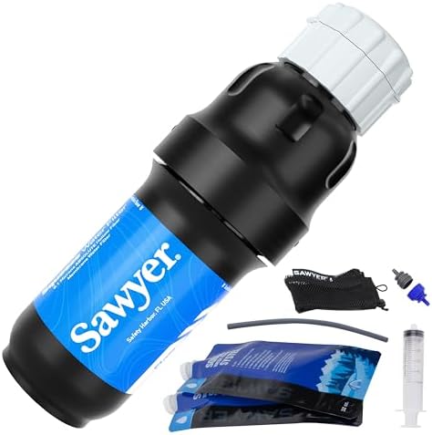 Sawyer Products SP129 Squeeze Water Filtration System w/Two 32-Oz Squeeze Pouches, Straw, and Hydration Pack Adapter by SawyerProducts