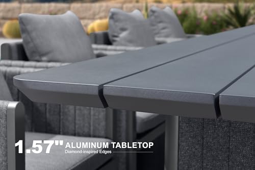PURPLE LEAF Outdoor Dining Set Oversized 7 Pcs with Olefin Armchairs Grey - Image 6