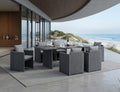 PURPLE LEAF Outdoor Dining Set 7 Pcs with Olefin Cushion Armchairs Grey by PURPLELEAF