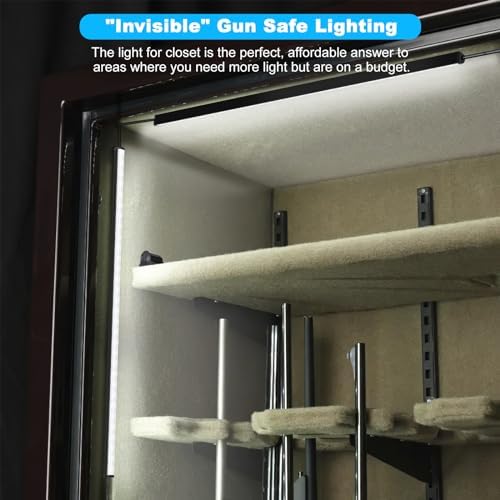 JUSJUBR Gun Safe Light Kit - Door Activated Safe Lights, 6 PCS x 12 Inch Slim LED Light Bars for Inside Cabinets, Closets, Pantries, Cold White 6000K - Image 2
