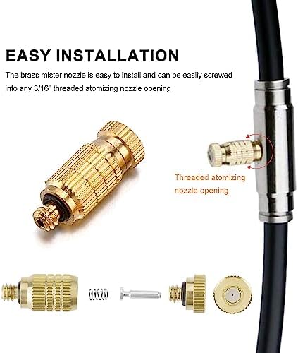 20pcs High Pressure Atomizer Nozzle Brass Misting Nozzles for Outdoor Cooling System, Landscaping, Greenhouse Irrigation, Air Humidification, Anti-Drip Fogging Spray Head(0.008"/0.2mm) - Image 6
