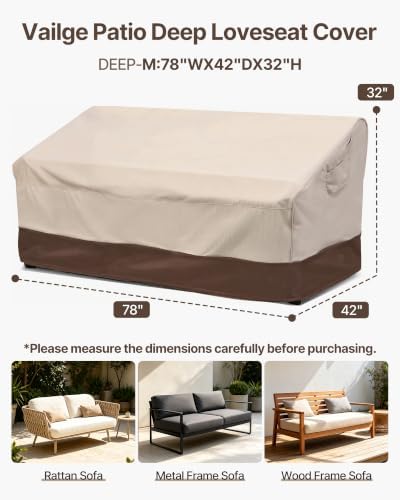 Vailge Patio Loveseat Cover 2-Seater & Outdoor Sofa Couch Cover Waterproof - Image 2
