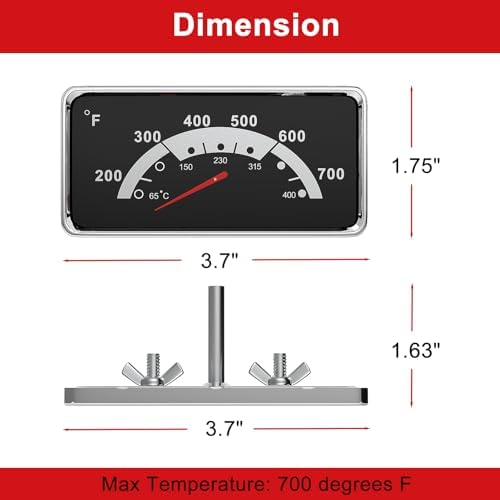 DELSbbq 3.6" Lid Thermometer Replacement for Nexgrill & for Kenmore Grills - Image 2