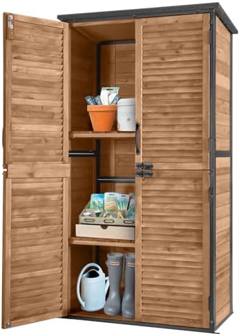 Outdoor Storage Shed Garden Cabinet with Strong Iron Frame Large Garden Shed with Floor,Waterproof by GUTINNEEN