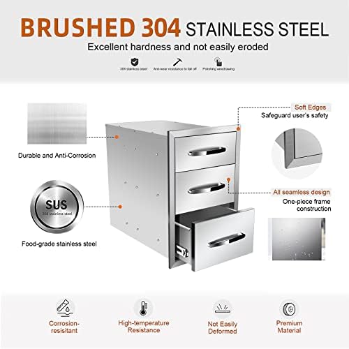 Outdoor Kitchen Drawers 14" W x 21" H x 21" D Stainless Steel - Image 3