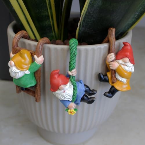 3 PCS Climbing Gnomes Tree Faces Decor Outdoor for Yard, Gnomes Statue, Outdoor Fairy Garden Resin Crafts, Flower Pot Landscape Dwarf, Micro Landscape Pendant Ornaments (3 PCS) - Image 3