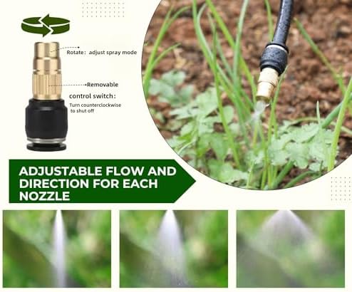 10pk Brass Misting Nozzles Tee 8 inch 360 Degree Adjustable Copper Sprayer, Compatible with1/4 trubing Hose Watering Plant Drip Irrigation Pneumatic Fittings Connection for Watering Garden(10pk) - Image 5