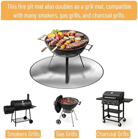 UNCO- Round Fire Pit Mat, 36", Silver Fireproof Design, Reusable, Portable, 3 Layers, Waterproof & Easy to Clean, Grill Matt for Outdoor Grill Deck Protector - Image 5
