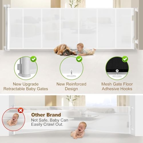 Miumoon 100 inch Reinforced Retractable Baby Gates 34 inch Tall - Image 2