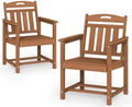 Set of 2 Weatherproof Patio Chairs - HDPE Outdoor Dining Chairs with Wide Seat, Ergonomic Design - for Garden, Backyard, Deck - Teak by Suunyn