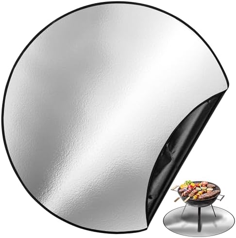 UNCO- Round Fire Pit Mat, 36", Silver Fireproof Design, Reusable, Portable, 3 Layers, Waterproof & Easy to Clean, Grill Matt for Outdoor Grill Deck Protector by Unco