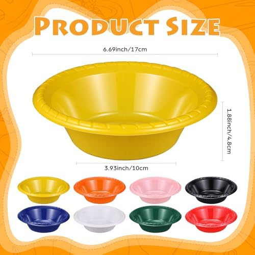 100 Pack 16oz Yellow Disposable Plastic Bowls Dessert, Ice Cream, Salad, Soup Serving Cups for Party, Picnic, Food Snacks (Yellow) - Image 2