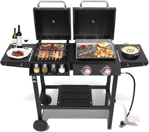 2-Burner Gas & Charcoal Combo Grill with Griddle, Black by Unknown