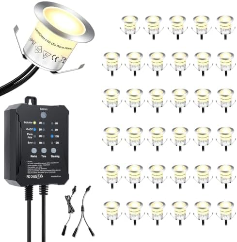 LED Deck Lights with Timer & Photocell, 36 Pack IP67 Waterproof Kit by Unknown