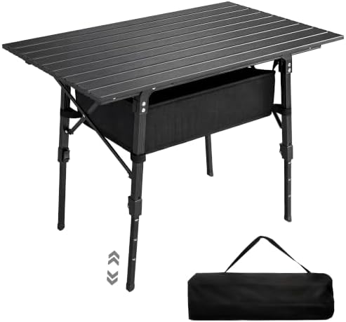 Outsunny 3ft Portable Camping Table Storage Bag Aluminum Lightweight Black by Outsunny