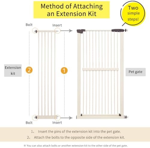 Lumizone 61.02" Extra Tall Pet Gate Extension Kit 12.6" Wide Cream - Image 3