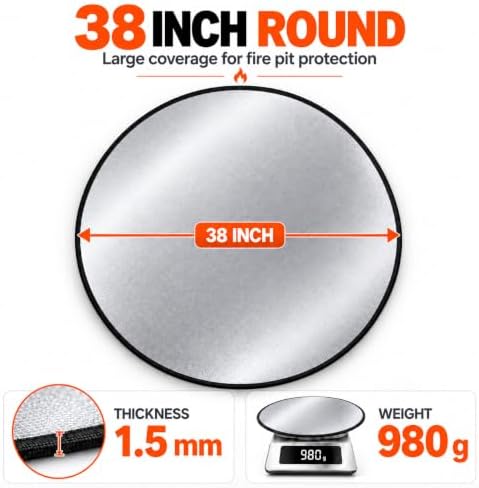 FLASLD 38 Inch Fire Pit Mat, 3-Layer Reflective Heat Barrier for Fire Pits - Image 3