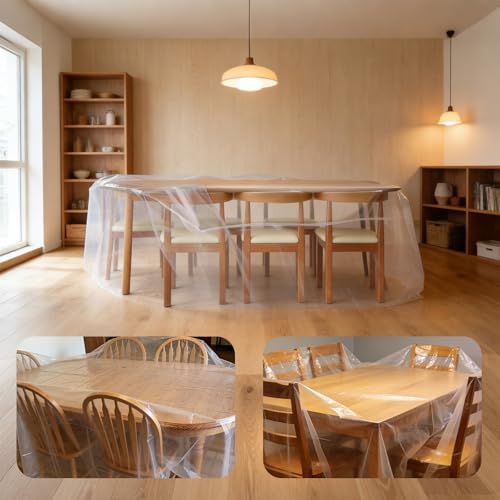4 Mil Plastic Outdoor Patio Table Cover, Waterproof 111x74x28 Inch, 1PC - Image 7