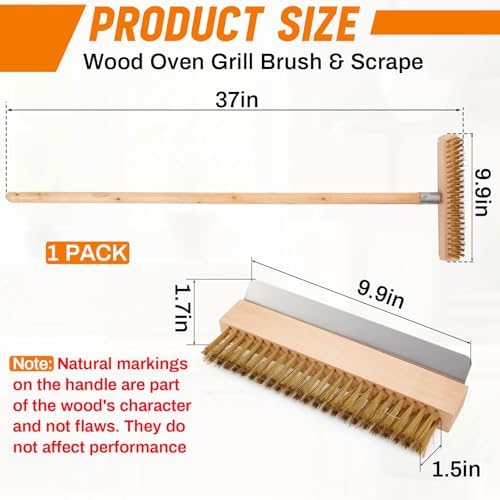 Reallnaive 1 Pack 37 Inch Wood Handle Pizza Oven Brush with Scraper - Image 2