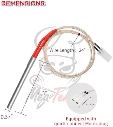 2-Pack Hot Rod Igniter Replacement for Traeger, Pit Boss, Camp Chef & Z Grills, Oklahoma Joe's – Heavy Duty AC Grill Heating Element Replaces 70112 BAC199 KIT0088 PG24-21 16801-20B - Image 3