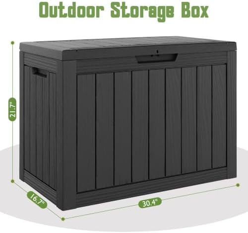 Outdoor Storage Waterproof Deck Box for Patio (52 Gallon, Black) - Image 2