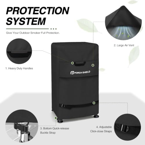 Porch Shield 30 inch Outdoor Smoker Cover 23W x 21D x 35H inch, Black - Image 4