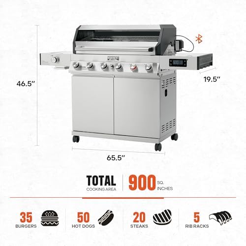 Monument Grills 6+1 Burner Smart Tech Propane Gas Grill with Cover and Rotisserie Kit, Denali 605Pro Stainless Steel Grill 78,000 BTU Outdoor Patio Barbecue Grill with Side Sear Burner, Knob Control - Image 2