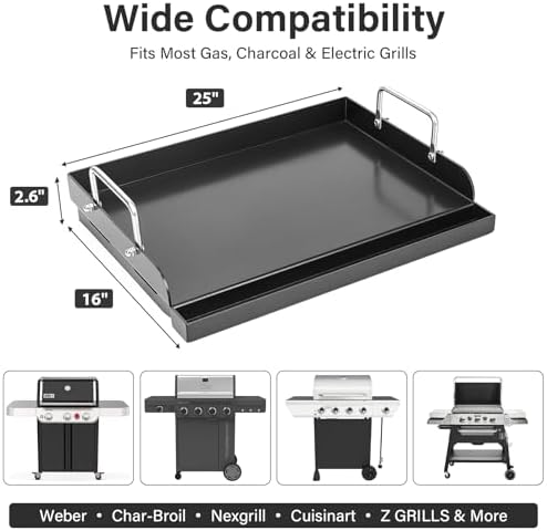Nonstick Cast Iron Griddle for Gas Grill Griddle 25" x 16" Flat Top Griddle - Image 2