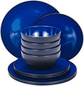 TP 12-Piece Melamine Dinnerware Sets, Service for 4, Black&Blue by TastePrime