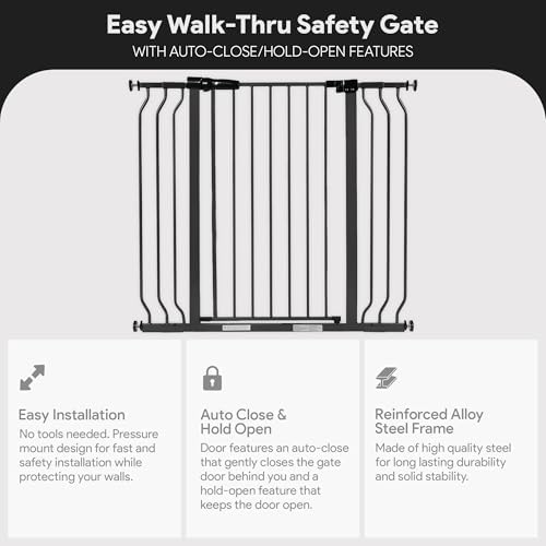 BalanceFrom 29.1-43.3" Easy Walk-Thru Baby and Pet Safety Gate with Hold-Open and Auto-Close – Adjustable Steel Barrier for Stairs, Doorways, and Hallways, No Drilling Installation - Image 3