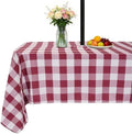SquarePie Outdoor Tablecloth with Umbrella Hole and Zipper Rectangle Waterproof Gingham Table Cloth Spillproof Table Cover for Camping Picnic Patio Poolside Garden BBQS, 52x70 Burgundy Red Checkered by SquarePie