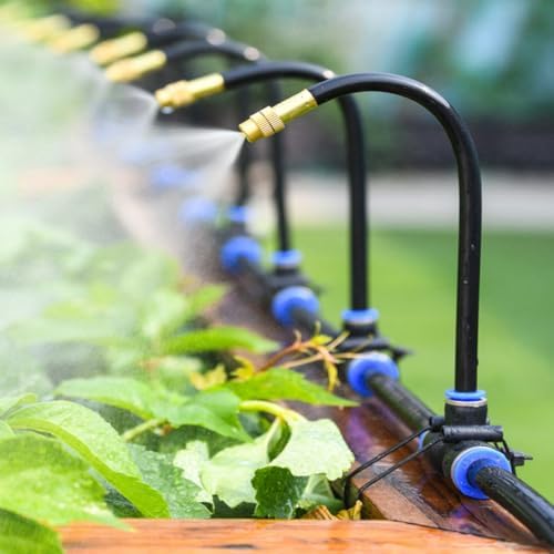 Outdoor Garden Misting Cooling System with Bendable Brass Nozzles by Unknown