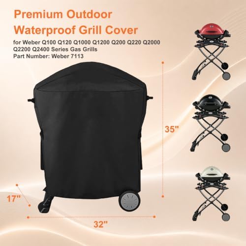 Grill Cover for Weber Q100 Q120 Q1000 Q1200 Q220 Q2000 Q2200 Q2400 Series - Image 2